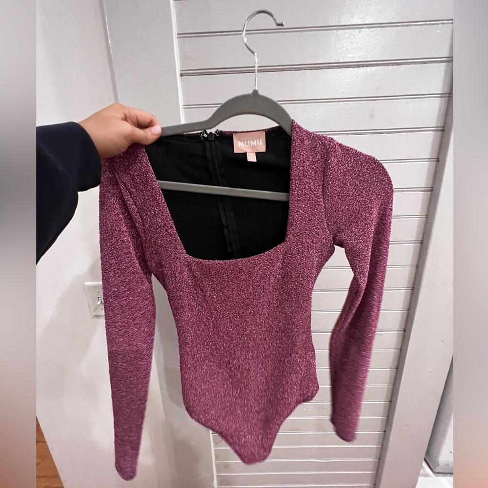 SHOW ME YOUR MUMU pink sparkly bodysuit